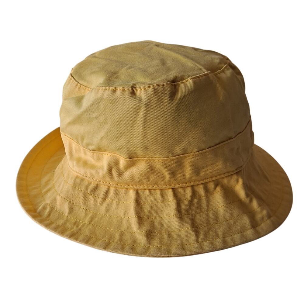NWT Lands' End Cotton Bucket Hat Pineapple Yellow Womens Size Small - Medium